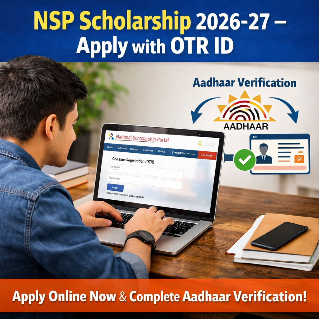 NSP Scholarship 2026-27 apply online using OTR ID with Aadhaar verification on National Scholarship Portal