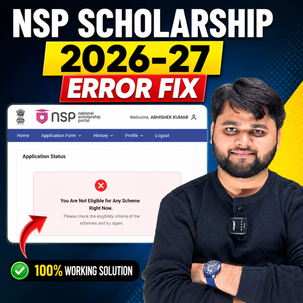 NSP Scholarship 2026-27 you are not eligible for any scheme right now solution