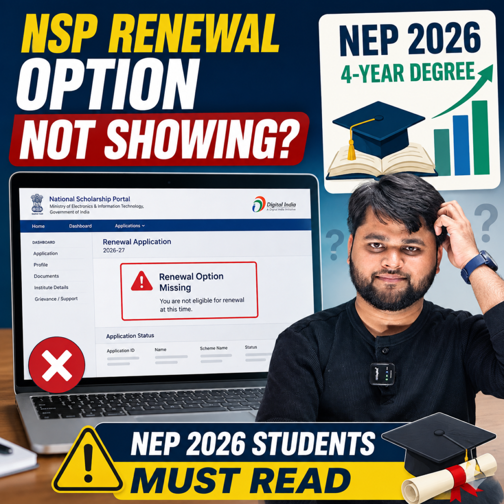 NSP Scholarship Renewal Option Not Showing for NEP 2026 4-Year Degree students during the 2026-27 renewal application process