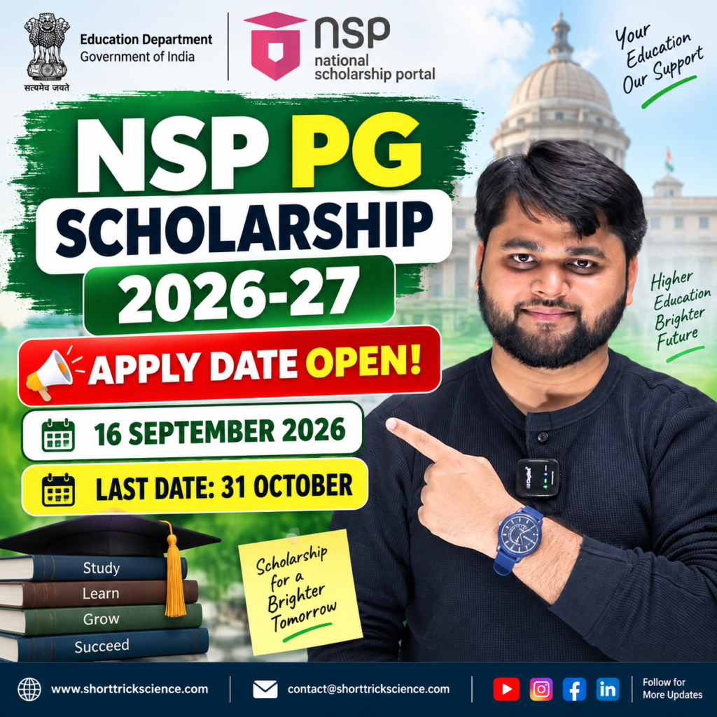 NSP PG Scholarship 2026-27 apply date open with last date 31 October 2026