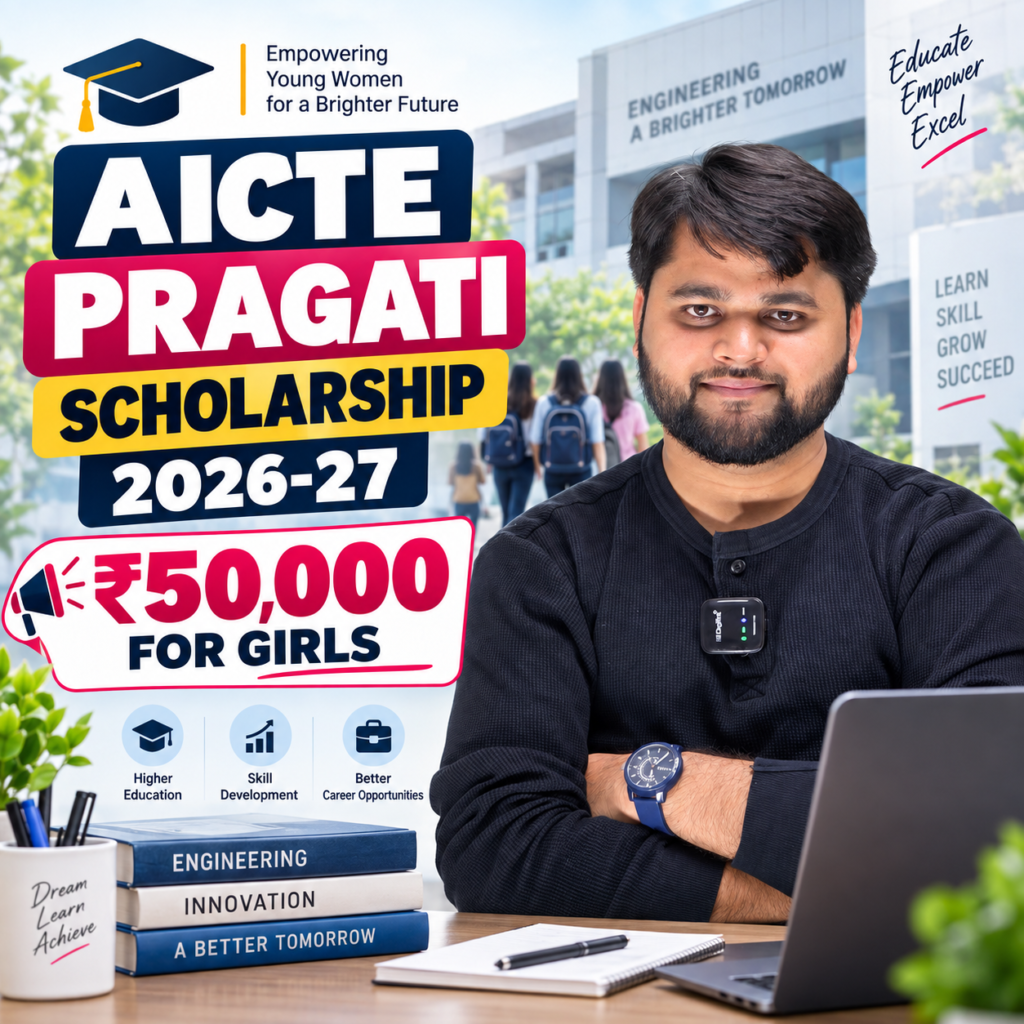 AICTE Pragati Scholarship 2026-27 offering ₹50,000 scholarship for girls in technical education