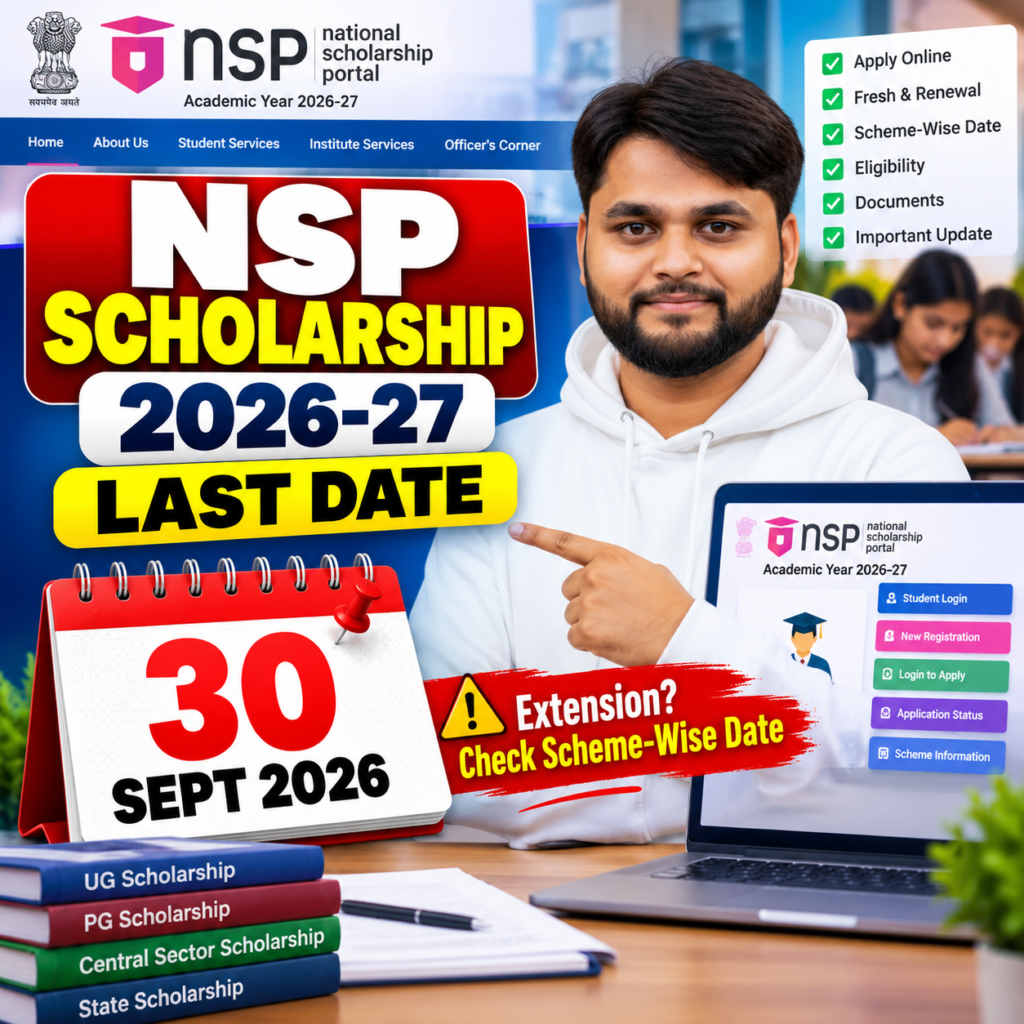 NSP Scholarship 2026-27 last date with 30 September 2026 deadline and scheme-wise closing date information