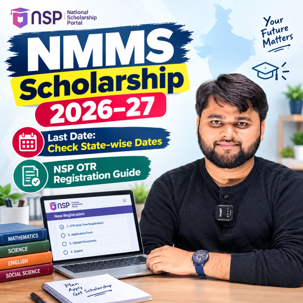 NMMS Scholarship 2026–27 last date, state-wise application deadlines and NSP OTR registration guide