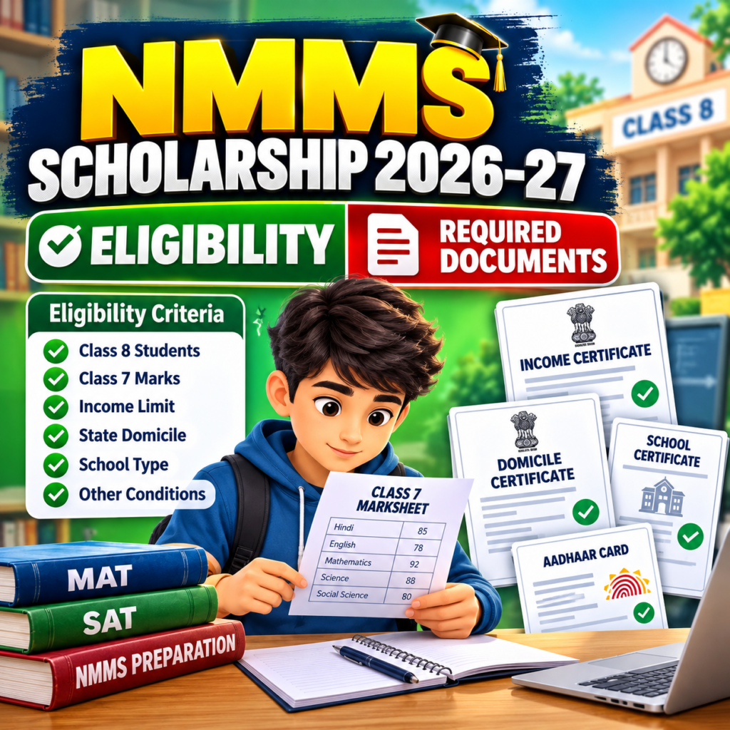 NMMS Scholarship Class 8 eligibility criteria and required documents for 2026-27